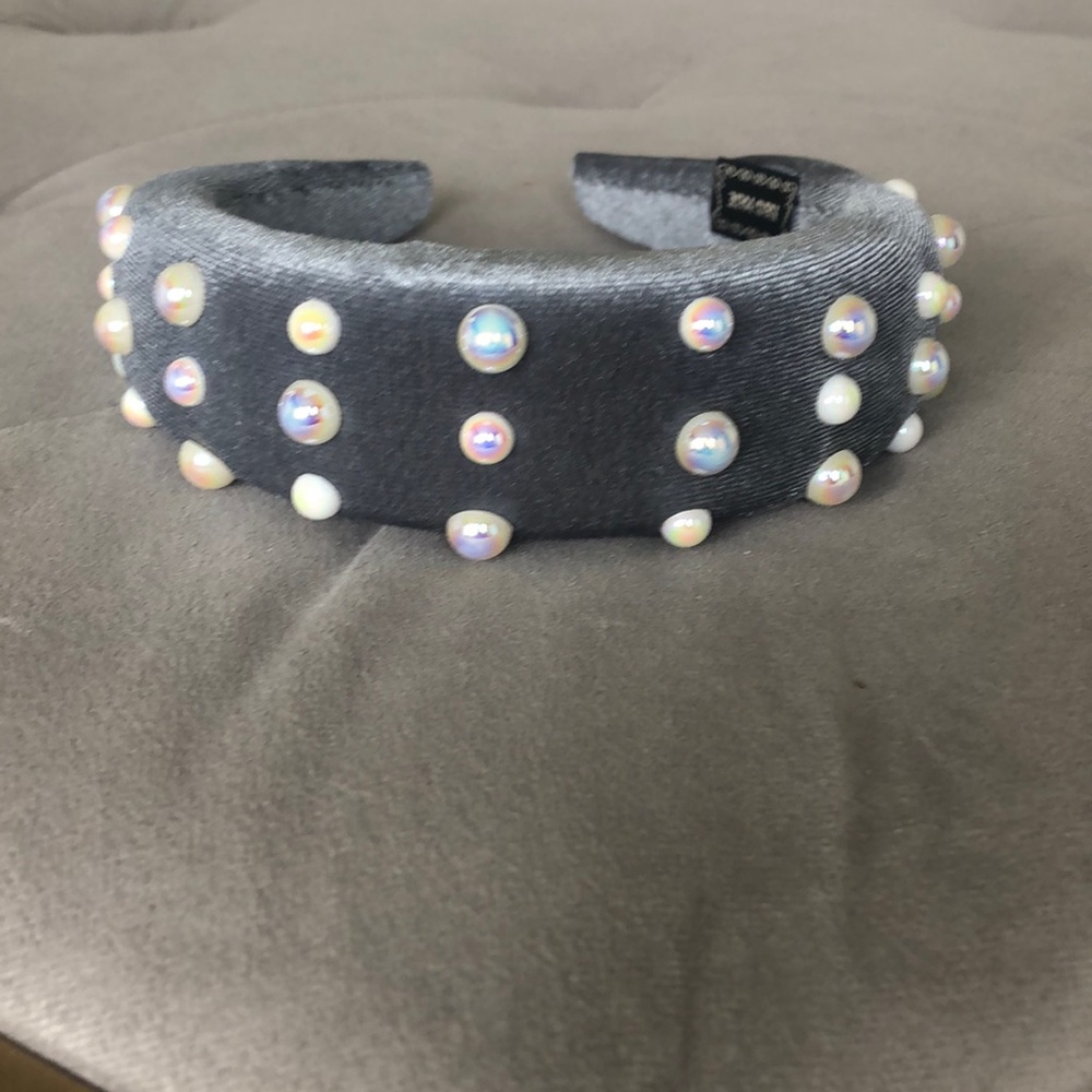 Padded headband- gray velvet